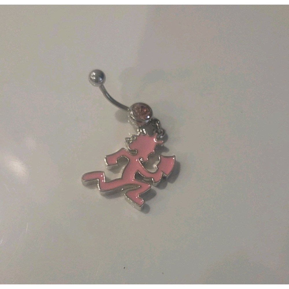 Light Pink Hatchetman Belly Button Ring With Light Pink Gem Sparkle Icp Juggalo